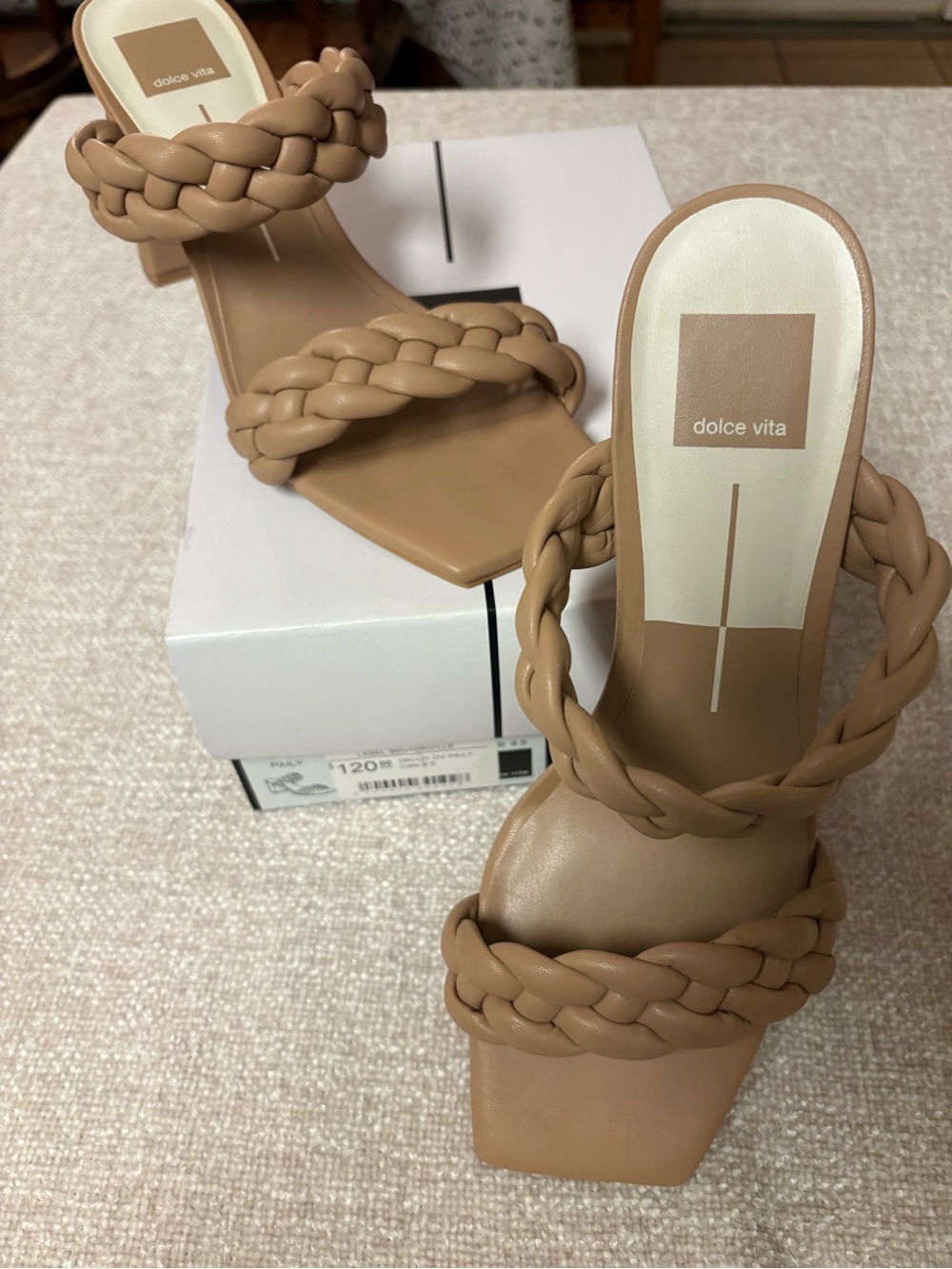 Dolce Vita Paily Cafe Braided Double-Strap Tan Sandals Size 9.5